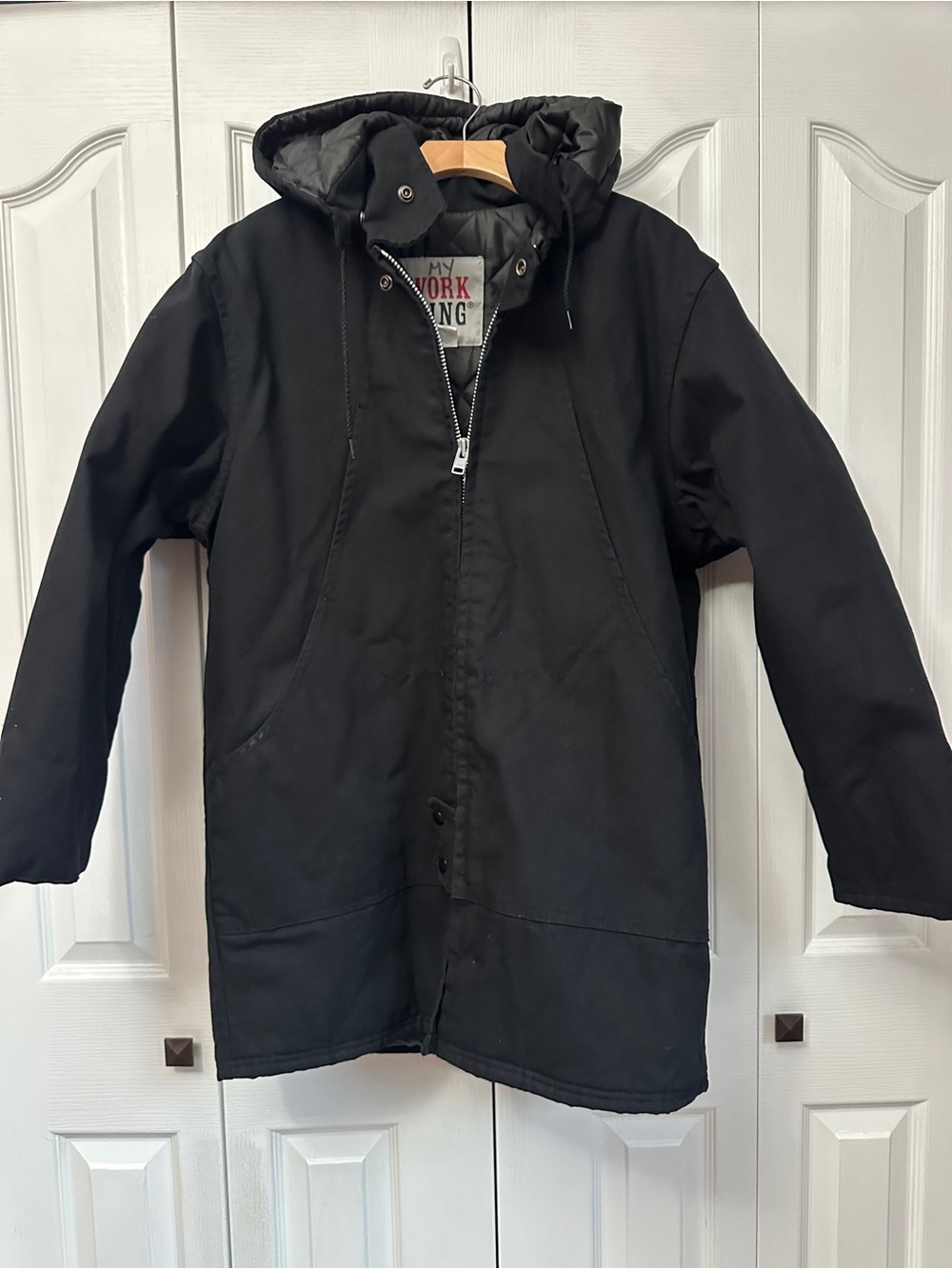 Work King Medium Men's Black Hooded Work Jacket Parka